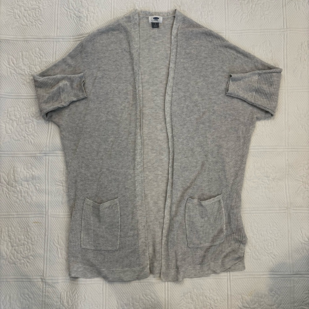 Old Navy Light Gray Knit Sweater Cardigan